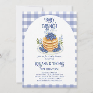 Invitation Baby Shower Brunch pour Bébé Crêpes aux Myrtilles