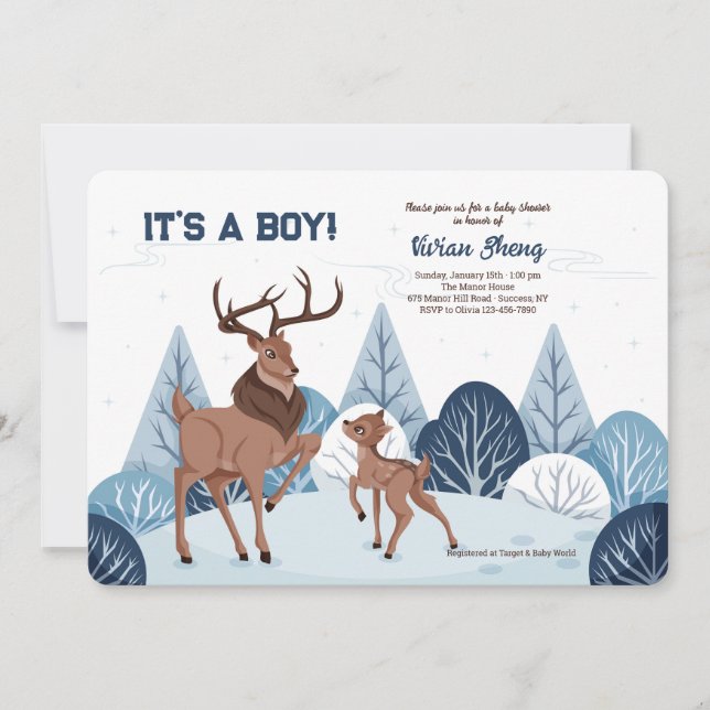 Invitation Baby shower Buck et Son (Devant)