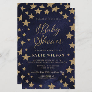 Invitation Baby shower Budget Gold Stars