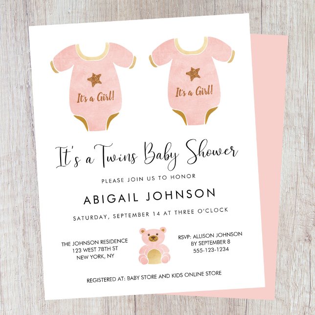 Invitation Baby shower Budget Twin Girls (Créateur téléchargé)