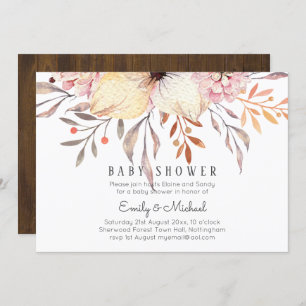 Invitation BABY SHOWER BUDGÉTAIRE Peach Rose Floral