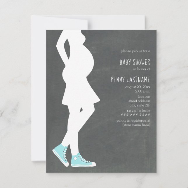 Invitation Baby shower Bump Bump Baskets bleu (Devant)