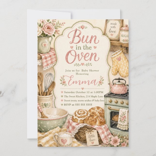 Invitation Baby Shower Bun dans le Four (Devant)