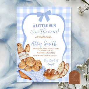 Invitation Baby-Shower "Bun in the oven" à carreaux gingham b