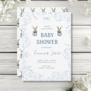 Invitation Baby shower Bunny bleu