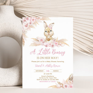 Invitation Baby shower Bunny Boho Rose