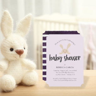 Invitation Baby shower Bunny Genre Neutre Violet Violet