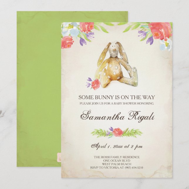 Invitation baby shower ~ Bunny Invitation (Devant / Derrière)