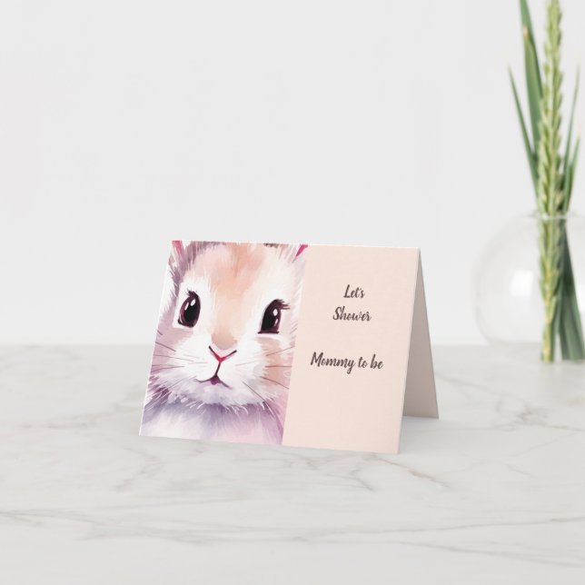 Invitation Baby shower Bunny Pastel Rose Cute (Devant)