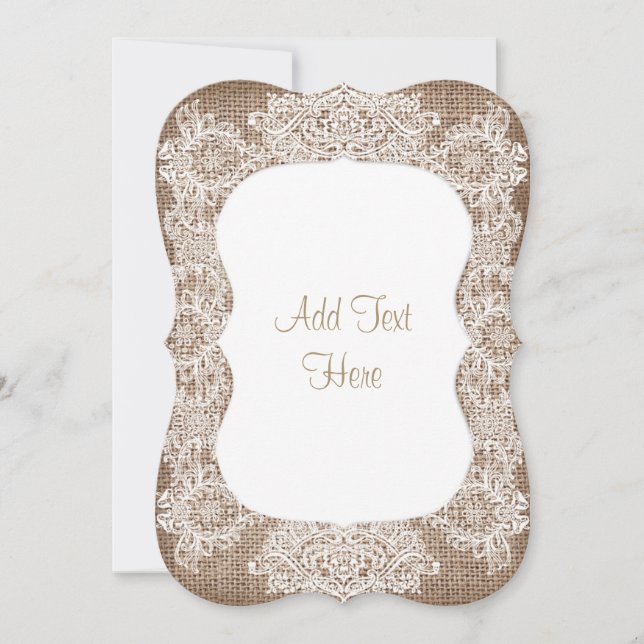 Invitation Baby shower Burlap et dentelle Ajouter une invitat (Devant)