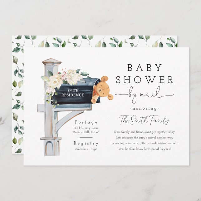 Invitation Baby Shower by Mail, Gender Neutral Baby Shower (Devant / Derrière)