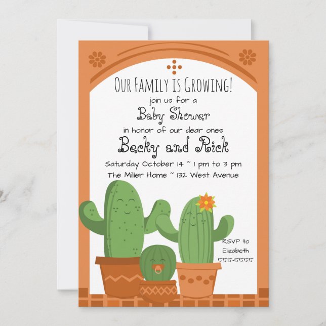 Invitation Baby shower Cactus (Devant)