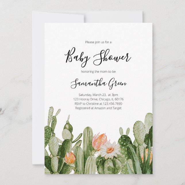 Invitation Baby shower Cactus (Devant)