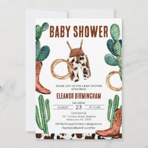 Invitation Baby shower Cactus Boots Rodeo Cowboy