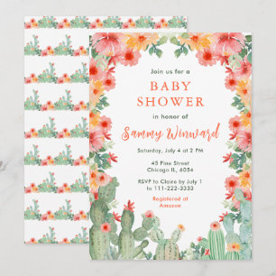 Invitation Baby Shower Cactus Floral Boho