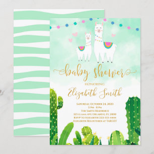 Invitation Baby shower Cactus Llama