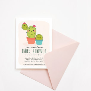 Invitation Baby shower Cactus mignon