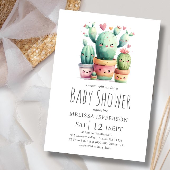 Invitation Baby shower Cactus mignon (Créateur téléchargé)