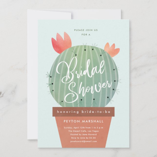 Invitation Baby Shower Cactus Moderne (Devant)