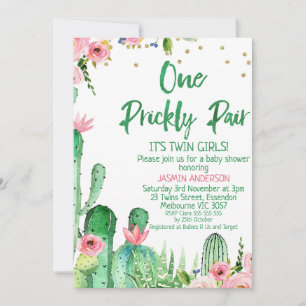 Invitation Baby shower Cactus One Prickly Pair Twins