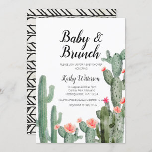 Invitation Baby shower Cactus verdoyant pour bébé brunch invi