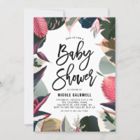 Baby shower-cadre de plantes tropicales roses