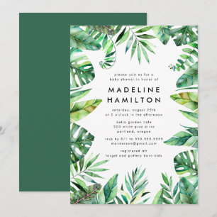 Invitation Baby Shower Cadre Forêt Tropicale Genre Neutre