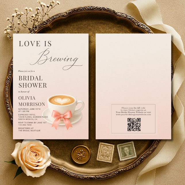 Invitation Baby Shower Café Amour en Ébullition Code QR (Créateur téléchargé)