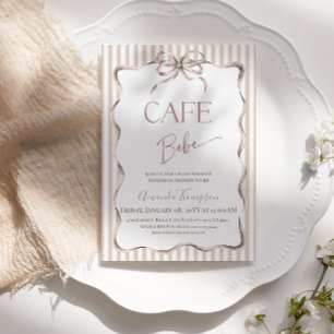 Invitation Baby Shower Café Bébé Arc en Beige Vintage
