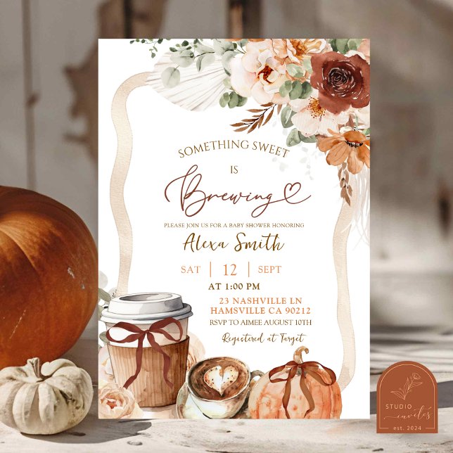 Invitation Baby Shower Café Bohème Automnal avec Citrouille (Créateur téléchargé)
