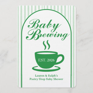 Invitation Baby Shower Café Rétro - Vert Rétro