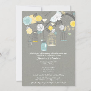 Invitation baby shower - Cages et jarres à pendre