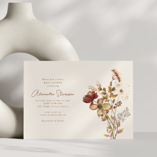 Invitation Baby Shower Calligraphié Aquarelle Fleur Sauvage d
