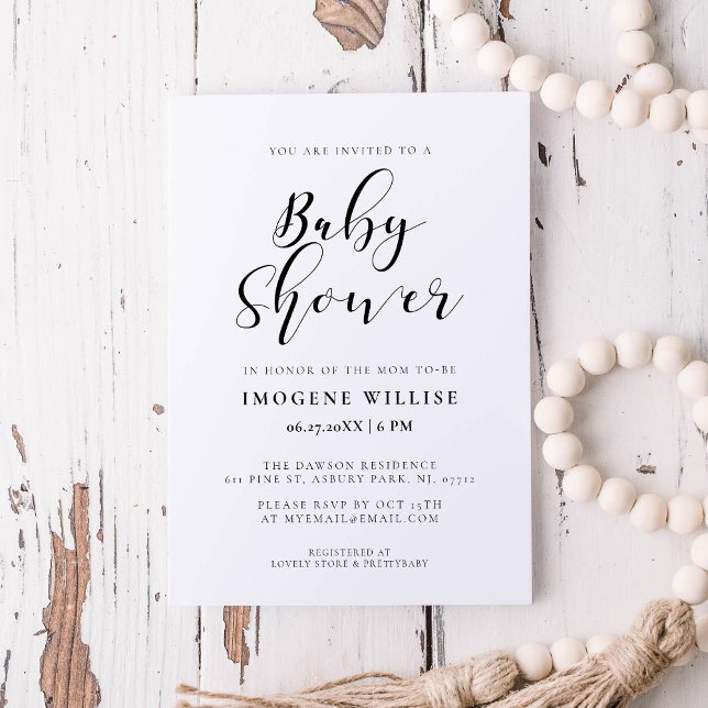Invitation Baby shower calligraphie élégante (Créateur téléchargé)