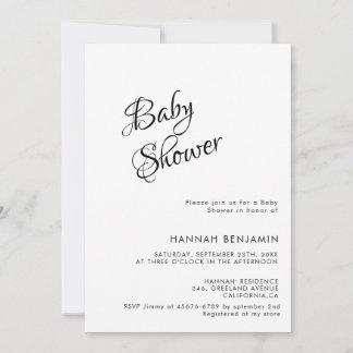 Invitation Baby shower calligraphié moderne écrit à la main