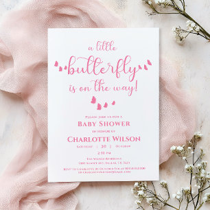 Invitation Baby Shower Calligraphie Papillon Minimaliste Mode