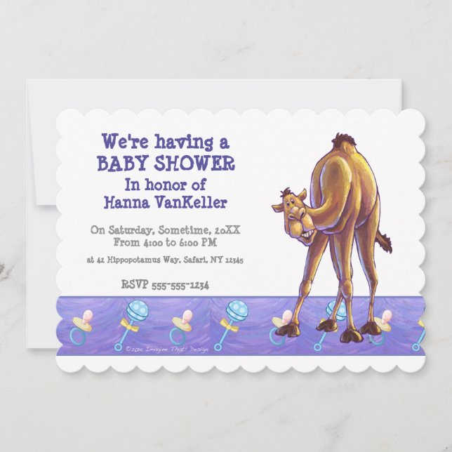 Invitation Baby shower Camel mignon (Devant)