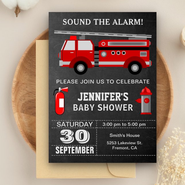 Invitation Baby Shower Camion de Pompiers (Créateur téléchargé)
