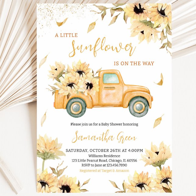 Invitation Baby Shower Camion Tournesol (Créateur téléchargé)