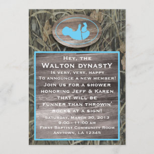 Invitation Baby shower Camo Bleu