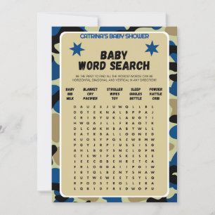 Invitation Baby shower Camo bleu - Nom modifiable, 5x7