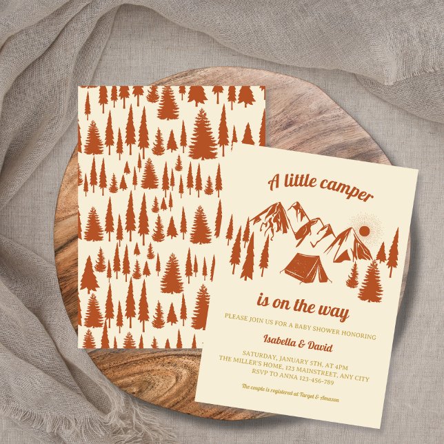 Invitation Baby shower Camping de la forêt de Little Camper (Little Camper Forest Camping Baby Shower Invitation)