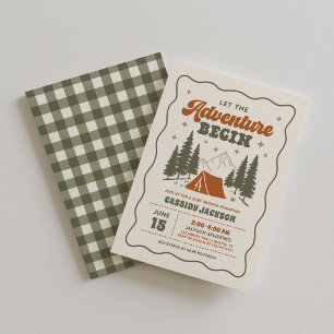 Invitation Baby Shower Camping Rétro
