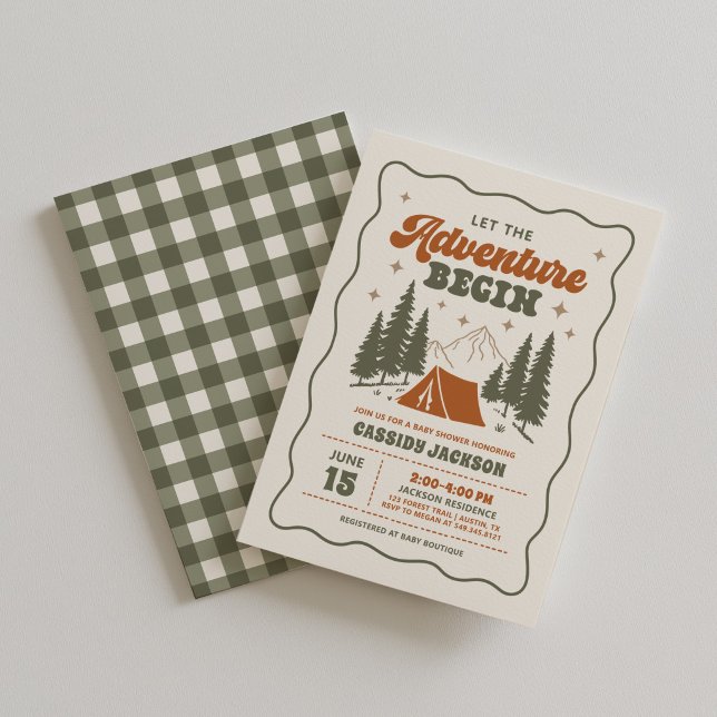 Invitation Baby Shower Camping Rétro (Créateur téléchargé)