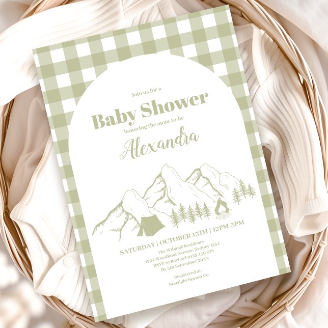 Invitation Baby shower Camping Vert (Créateur téléchargé)
