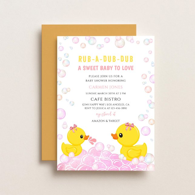 Invitation Baby Shower Canard en Caoutchouc Rose (Créateur téléchargé)