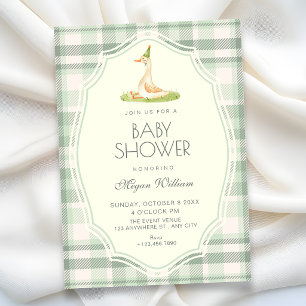 Invitation Baby shower canard oie verte idiote