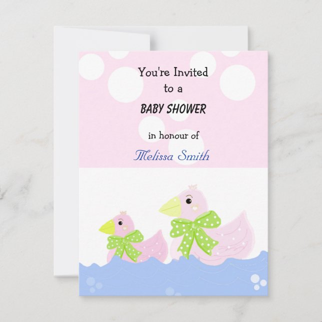 Invitation Baby Shower Canard Rose (Devant)