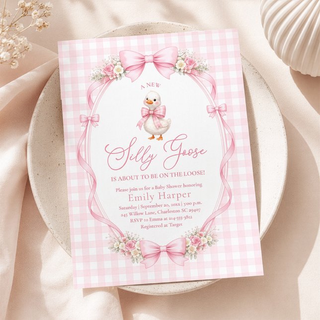 Invitation Baby Shower Canard Rose Mignon (Créateur téléchargé)