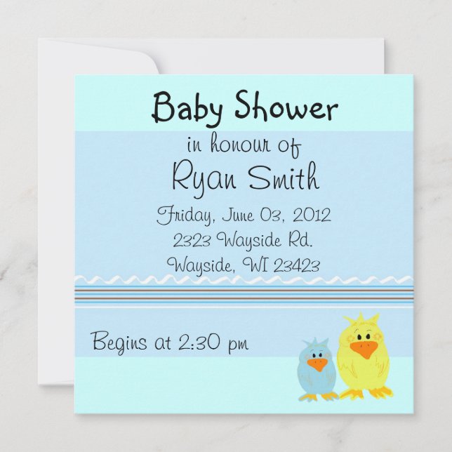 Invitation Baby Shower Canards Fantaisistes (Devant)